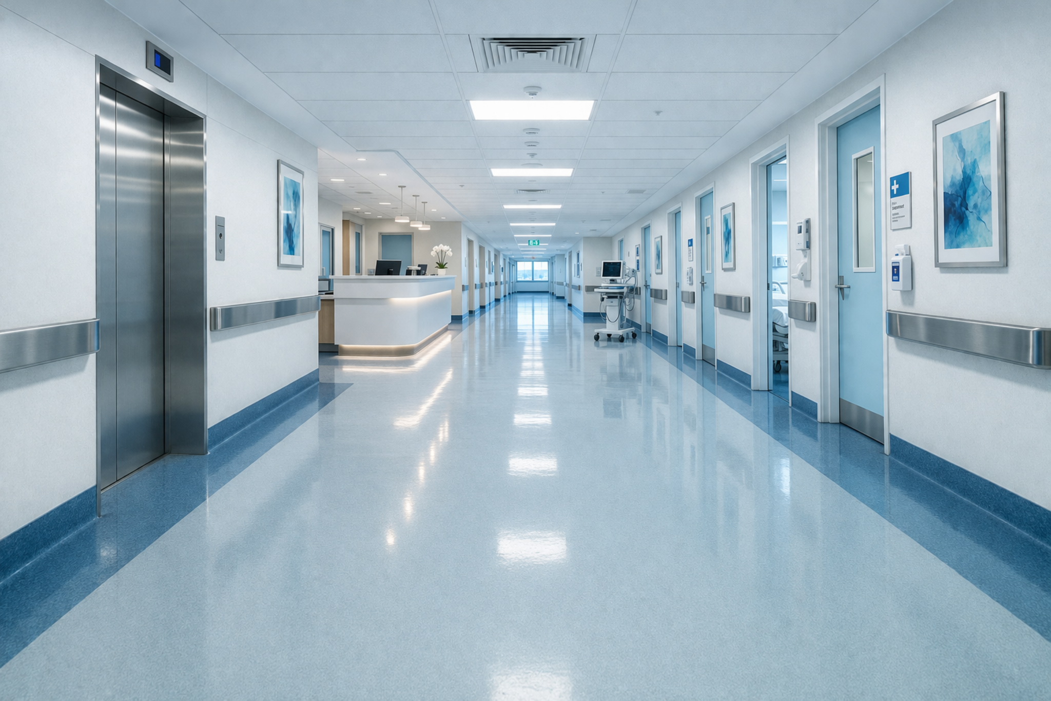 Corredor hospitalar moderno